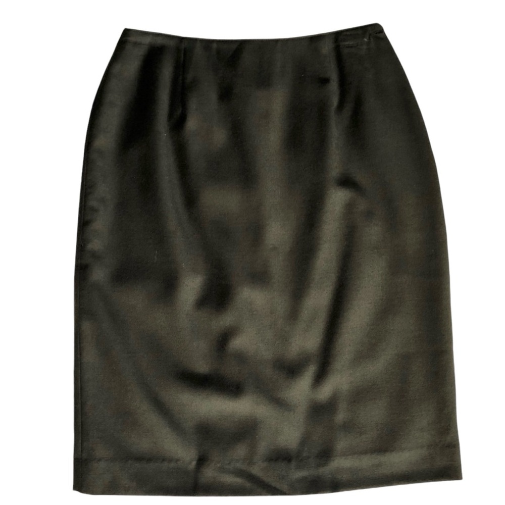 Jones Wear Vintage 100% Wool Straight Pencil Olive Green Midi Skirt Career 4P